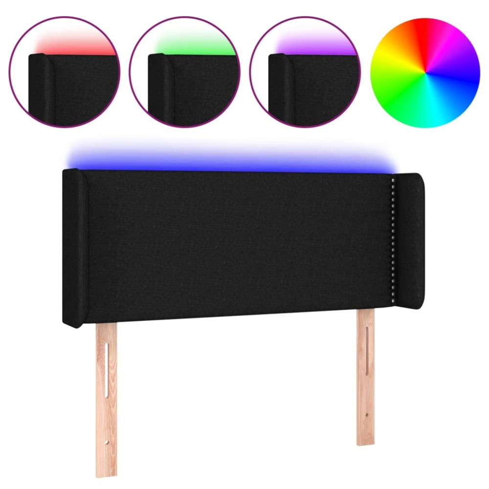 vidaXL Tăblie de pat cu LED, negru, 93x16x78/88 cm, textil