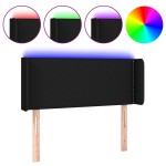 vidaXL Tăblie de pat cu LED, negru, 93x16x78/88 cm, textil vidaXL Tăblie de pat cu LED, negru, 93x16x78/88 cm, textil