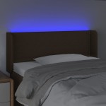 vidaXL Tăblie de pat cu LED, maro închis, 93x16x78/88 cm, textil vidaXL Tăblie de pat cu LED, maro închis, 93x16x78/88 cm, textil