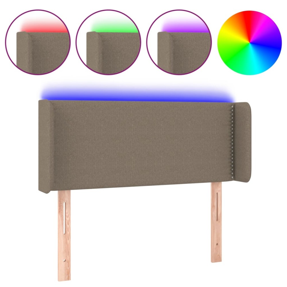 vidaXL Tăblie de pat cu LED, gri taupe, 93x16x78/88 cm, textil