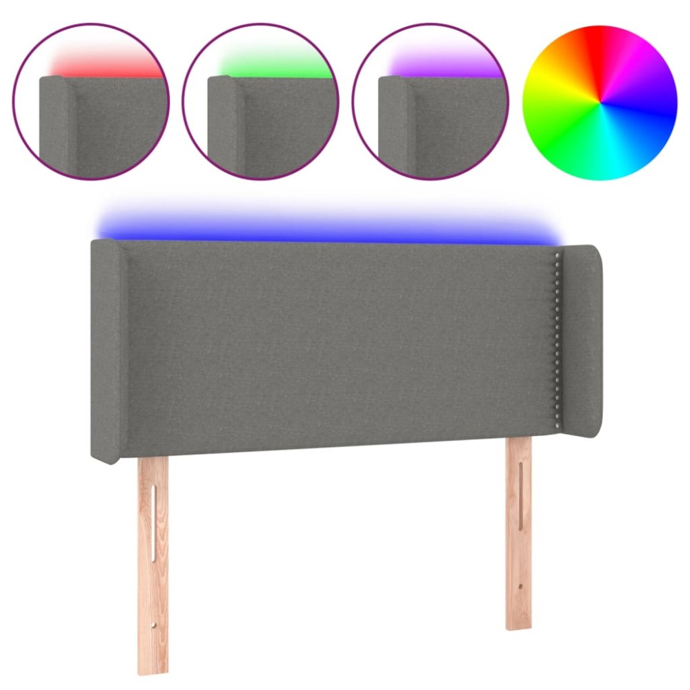 vidaXL Tăblie de pat cu LED, gri închis, 103x16x78/88 cm, textil