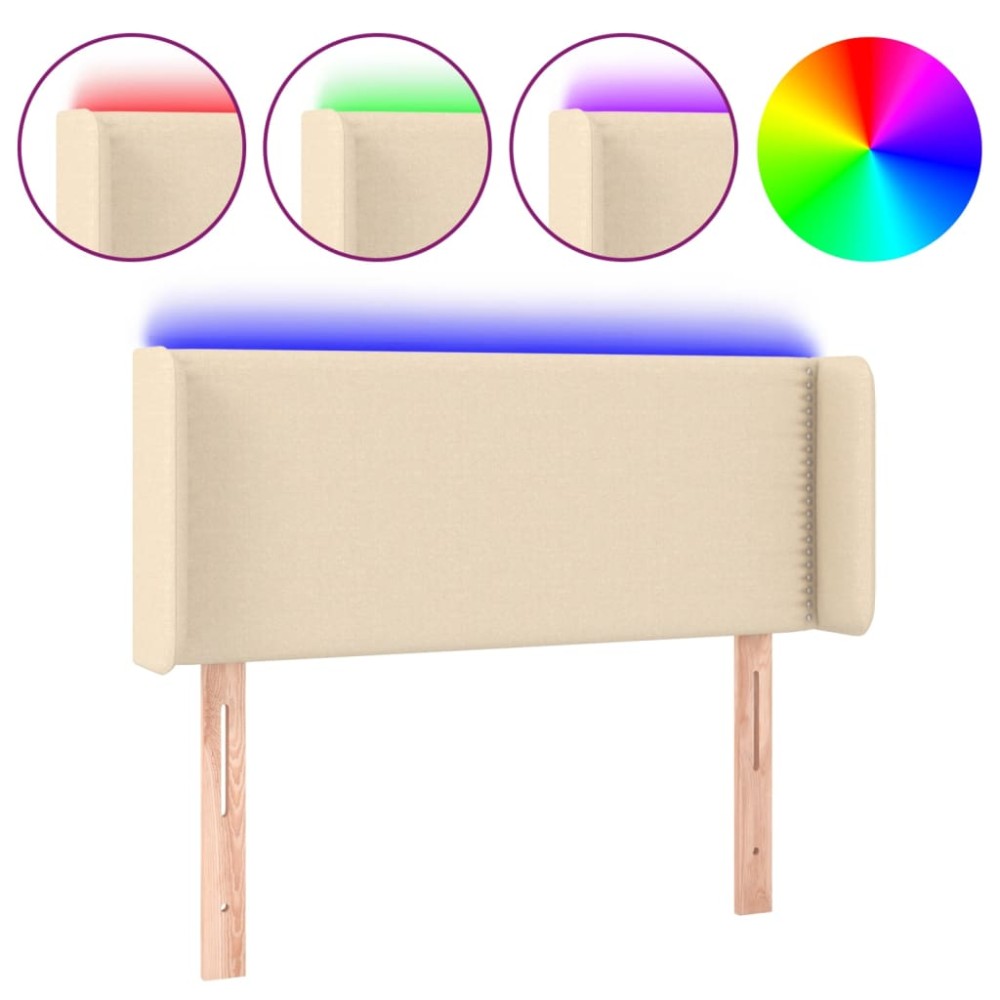vidaXL Tăblie de pat cu LED, crem, 103x16x78/88 cm, textil