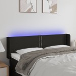 vidaXL Tăblie de pat cu LED, negru, 147x16x78/88 cm, textil vidaXL Tăblie de pat cu LED, negru, 147x16x78/88 cm, textil