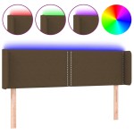 vidaXL Tăblie de pat cu LED, maro închis, 147x16x78/88 cm, textil vidaXL Tăblie de pat cu LED, maro închis, 147x16x78/88 cm, textil