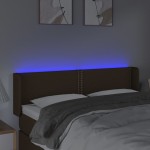 vidaXL Tăblie de pat cu LED, maro închis, 147x16x78/88 cm, textil vidaXL Tăblie de pat cu LED, maro închis, 147x16x78/88 cm, textil
