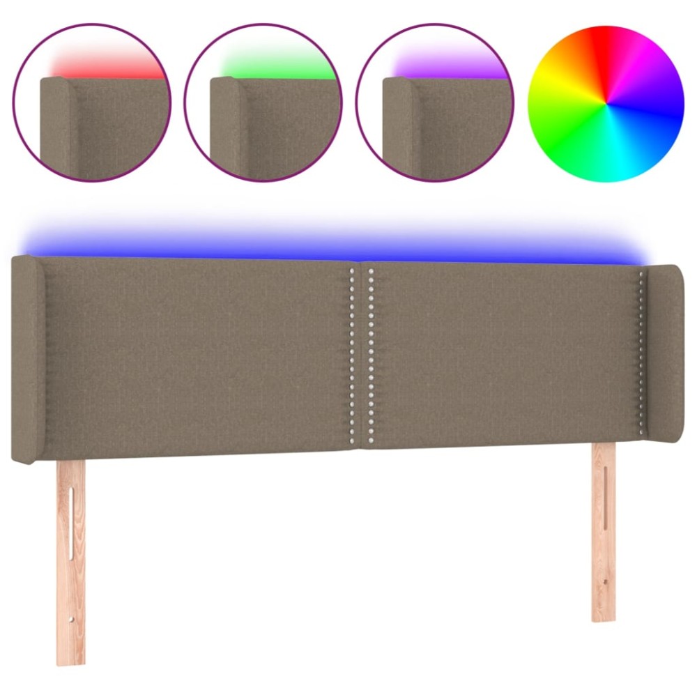 vidaXL Tăblie de pat cu LED, gri taupe, 147x16x78/88 cm, textil