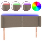 vidaXL Tăblie de pat cu LED, gri taupe, 147x16x78/88 cm, textil
