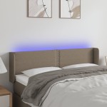 vidaXL Tăblie de pat cu LED, gri taupe, 147x16x78/88 cm, textil