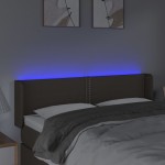vidaXL Tăblie de pat cu LED, gri taupe, 147x16x78/88 cm, textil