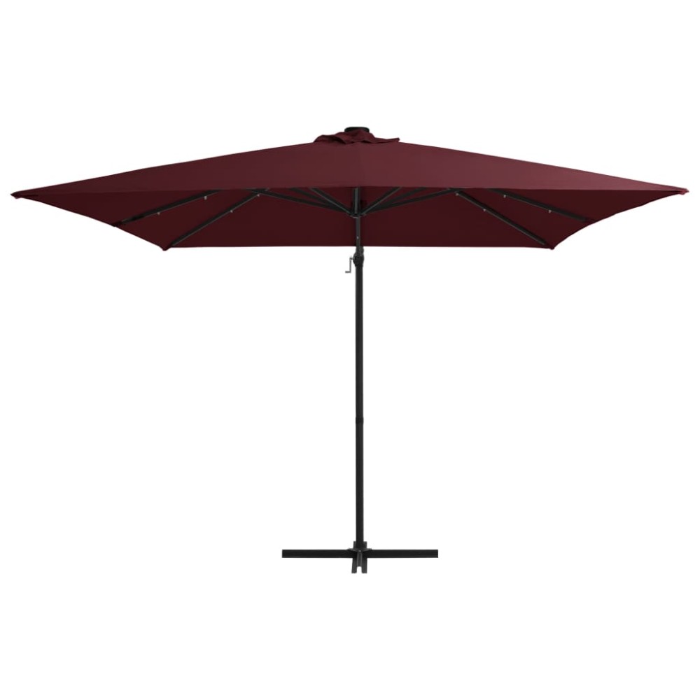 vidaXL Umbrelă în consolă de grădină cu LED-uri, roșu bordo 250x250 cm