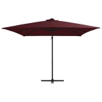 vidaXL Umbrelă în consolă de grădină cu LED-uri, roșu bordo 250x250 cm