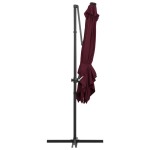 vidaXL Umbrelă în consolă de grădină cu LED-uri, roșu bordo 250x250 cm