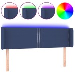 vidaXL Tăblie de pat cu LED, albastru, 147x16x78/88 cm, textil vidaXL Tăblie de pat cu LED, albastru, 147x16x78/88 cm, textil