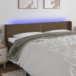 vidaXL Tăblie de pat cu LED, maro închis, 163x16x78/88 cm, textil vidaXL Tăblie de pat cu LED, maro închis, 163x16x78/88 cm, textil
