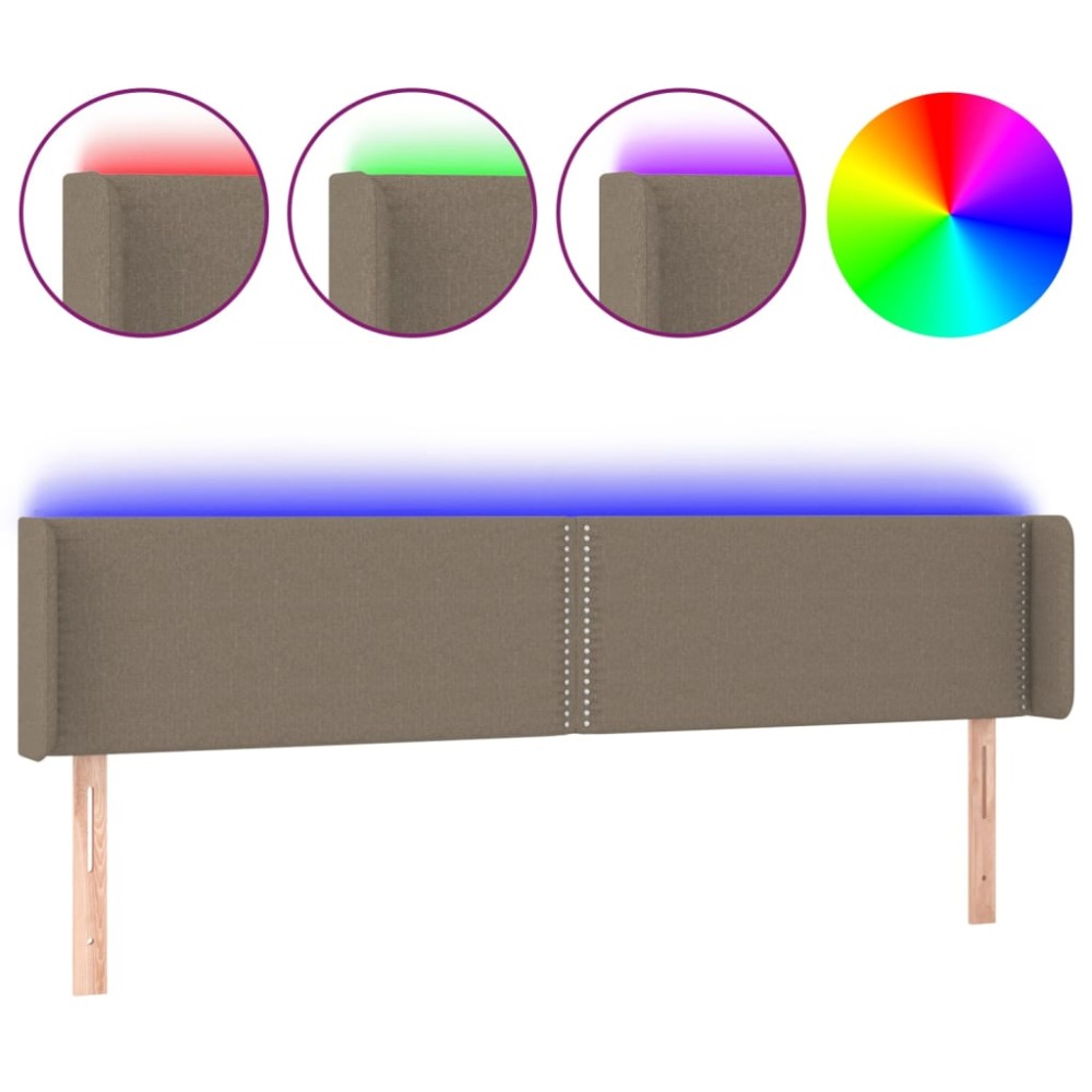 vidaXL Tăblie de pat cu LED, gri taupe, 163x16x78/88 cm, textil