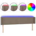 vidaXL Tăblie de pat cu LED, gri taupe, 163x16x78/88 cm, textil