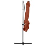 vidaXL Umbrelă în consolă de grădină cu LED-uri, cărămiziu, 250x250 cm
