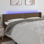 vidaXL Tăblie de pat cu LED, maro închis, 183x16x78/88 cm, textil vidaXL Tăblie de pat cu LED, maro închis, 183x16x78/88 cm, textil