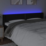vidaXL Tăblie de pat cu LED, negru, 203x16x78/88 cm, textil