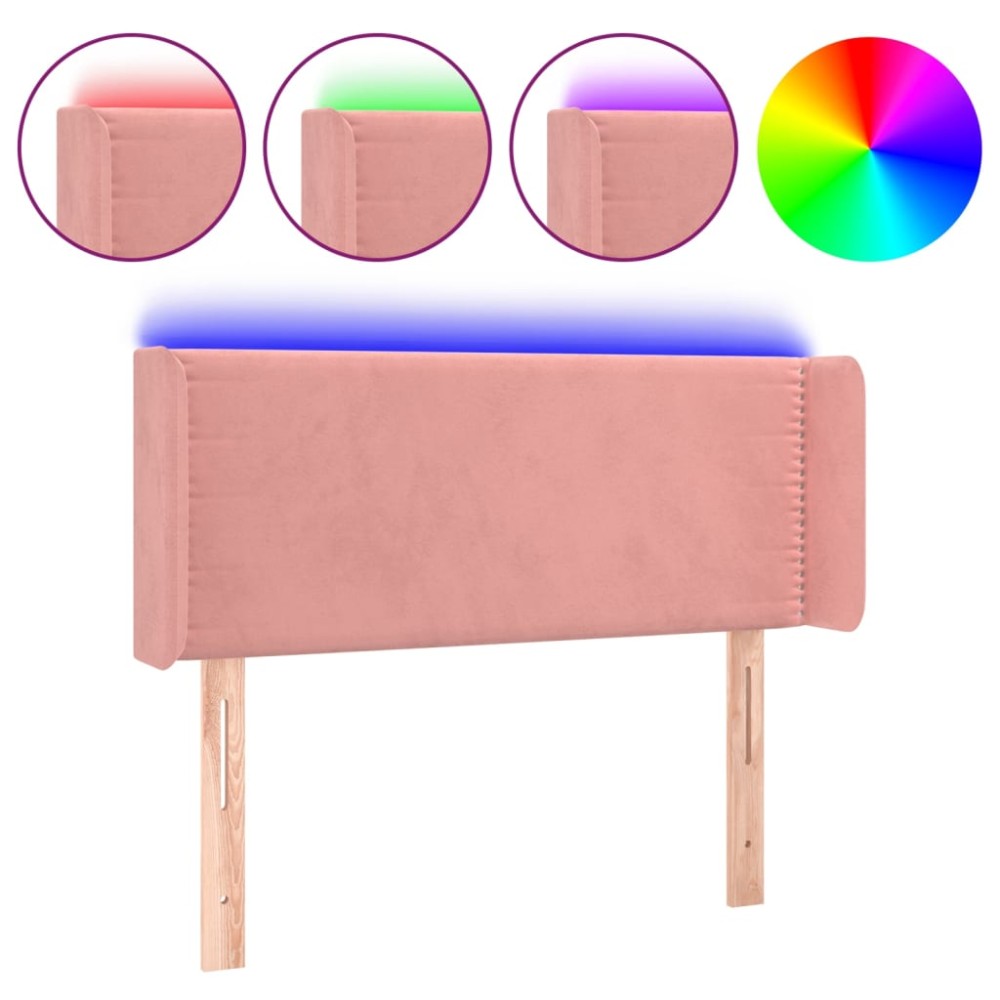 vidaXL Tăblie de pat cu LED, roz, 83x16x78/88 cm, catifea