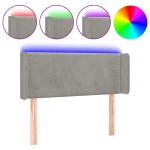 vidaXL Tăblie de pat cu LED, gri deschis, 93x16x78/88 cm, catifea vidaXL Tăblie de pat cu LED, gri deschis, 93x16x78/88 cm, catifea