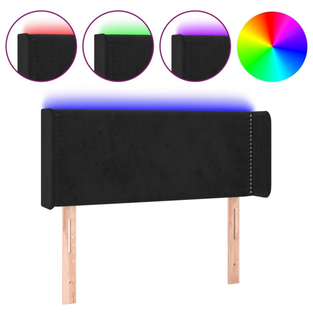 vidaXL Tăblie de pat cu LED, negru, 93x16x78/88 cm, catifea