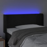 vidaXL Tăblie de pat cu LED, negru, 93x16x78/88 cm, catifea
