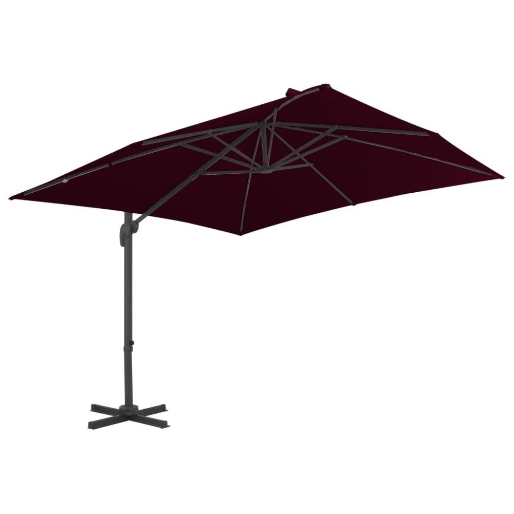 vidaXL Umbrelă în consolă cu stâlp din aluminiu, bordo, 300x300 cm