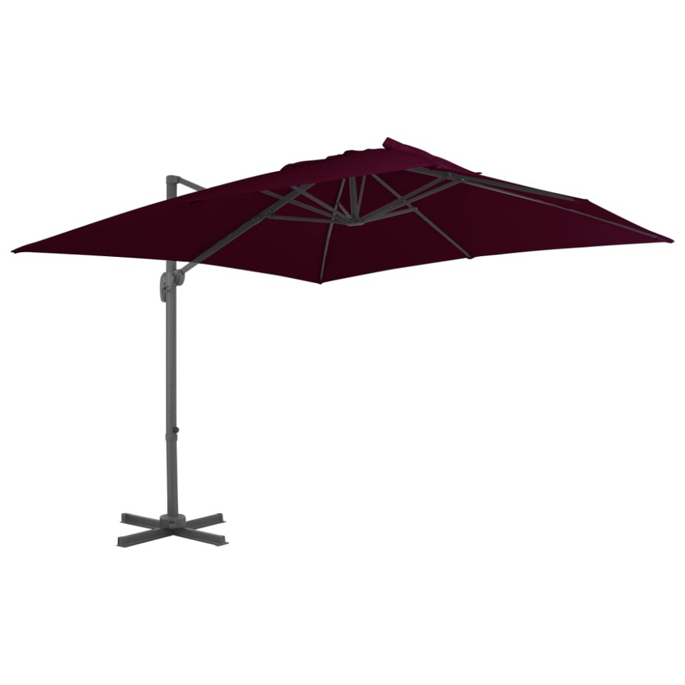 vidaXL Umbrelă în consolă cu stâlp din aluminiu, bordo, 300x300 cm