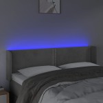 vidaXL Tăblie de pat cu LED, gri deschis, 147x16x78/88 cm, catifea