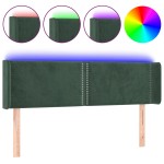 vidaXL Tăblie de pat cu LED, verde închis, 147x16x78/88 cm, catifea