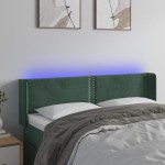 vidaXL Tăblie de pat cu LED, verde închis, 147x16x78/88 cm, catifea