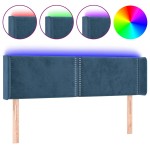 vidaXL Tăblie de pat cu LED, albastru închis, 147x16x78/88 cm, catifea