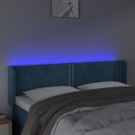 vidaXL Tăblie de pat cu LED, albastru închis, 147x16x78/88 cm, catifea