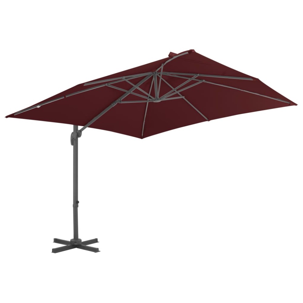 vidaXL Umbrelă în consolă cu stâlp din aluminiu, bordo, 400x300 cm