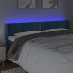 vidaXL Tăblie de pat cu LED, albastru închis, 163x16x78/88 cm, catifea