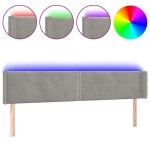 vidaXL Tăblie de pat cu LED, gri deschis, 183x16x78/88 cm, catifea vidaXL Tăblie de pat cu LED, gri deschis, 183x16x78/88 cm, catifea