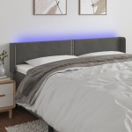 vidaXL Tăblie de pat cu LED gri închis 183x16x78/88 cm catifea vidaXL Tăblie de pat cu LED gri închis 183x16x78/88 cm catifea