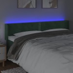 vidaXL Tăblie de pat cu LED, verde închis, 183x16x78/88 cm, catifea vidaXL Tăblie de pat cu LED, verde închis, 183x16x78/88 cm, catifea