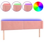 vidaXL Tăblie de pat cu LED, roz, 203x16x78/88 cm, catifea vidaXL Tăblie de pat cu LED, roz, 203x16x78/88 cm, catifea