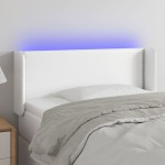 vidaXL Tăblie de pat cu LED, alb, 83x16x78/88 cm, piele ecologică