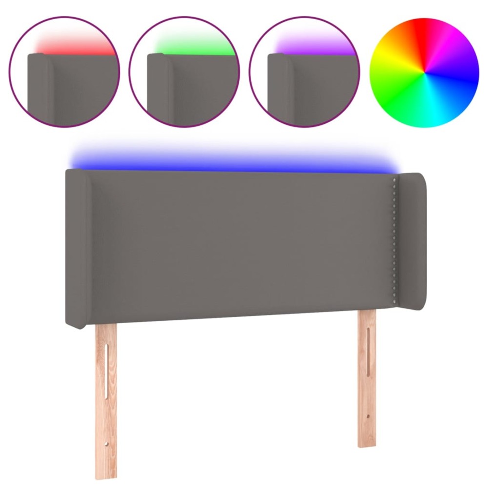 vidaXL Tăblie de pat cu LED, gri, 83x16x78/88 cm, piele ecologică