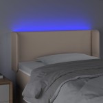 vidaXL Tăblie de pat cu LED, cappuccino 83x16x78/88 cm piele ecologică