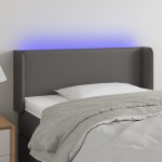 vidaXL Tăblie de pat cu LED, gri, 93x16x78/88 cm, piele ecologică vidaXL Tăblie de pat cu LED, gri, 93x16x78/88 cm, piele ecologică