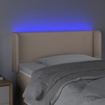 vidaXL Tăblie de pat cu LED, cappuccino, 93x16x78/88cm piele ecologică