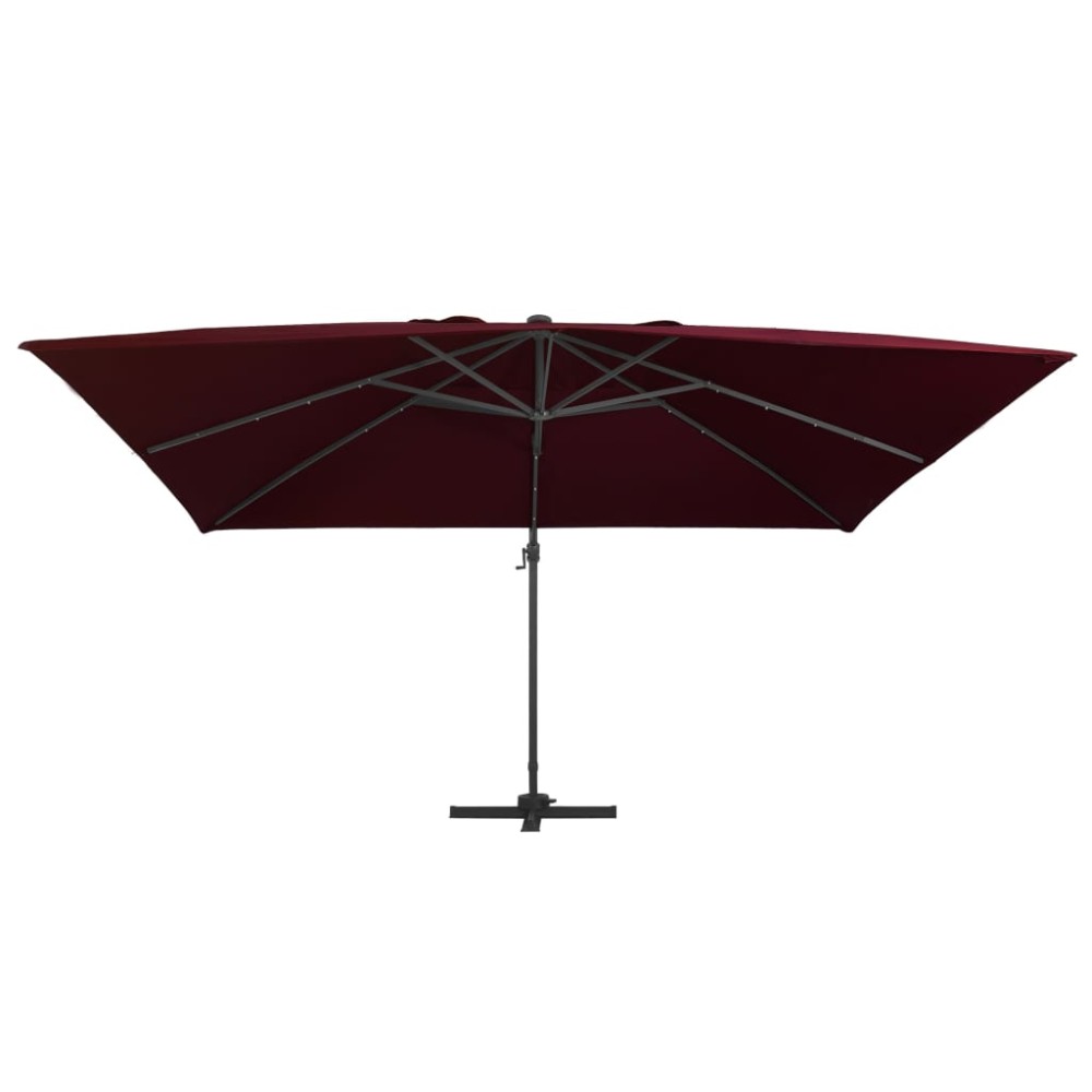 vidaXL Umbrelă în consolă de grădină cu LED-uri, roșu bordo 400x300 cm