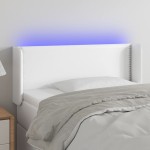 vidaXL Tăblie de pat cu LED, alb, 103x16x78/88 cm, piele ecologică vidaXL Tăblie de pat cu LED, alb, 103x16x78/88 cm, piele ecologică