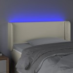 vidaXL Tăblie de pat cu LED, crem, 103x16x78/88 cm, piele ecologică