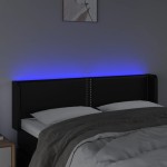 vidaXL Tăblie de pat cu LED, negru, 147x16x78/88 cm, piele ecologică vidaXL Tăblie de pat cu LED, negru, 147x16x78/88 cm, piele ecologică