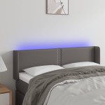 vidaXL Tăblie de pat cu LED, gri, 147x16x78/88 cm, piele ecologică vidaXL Tăblie de pat cu LED, gri, 147x16x78/88 cm, piele ecologică